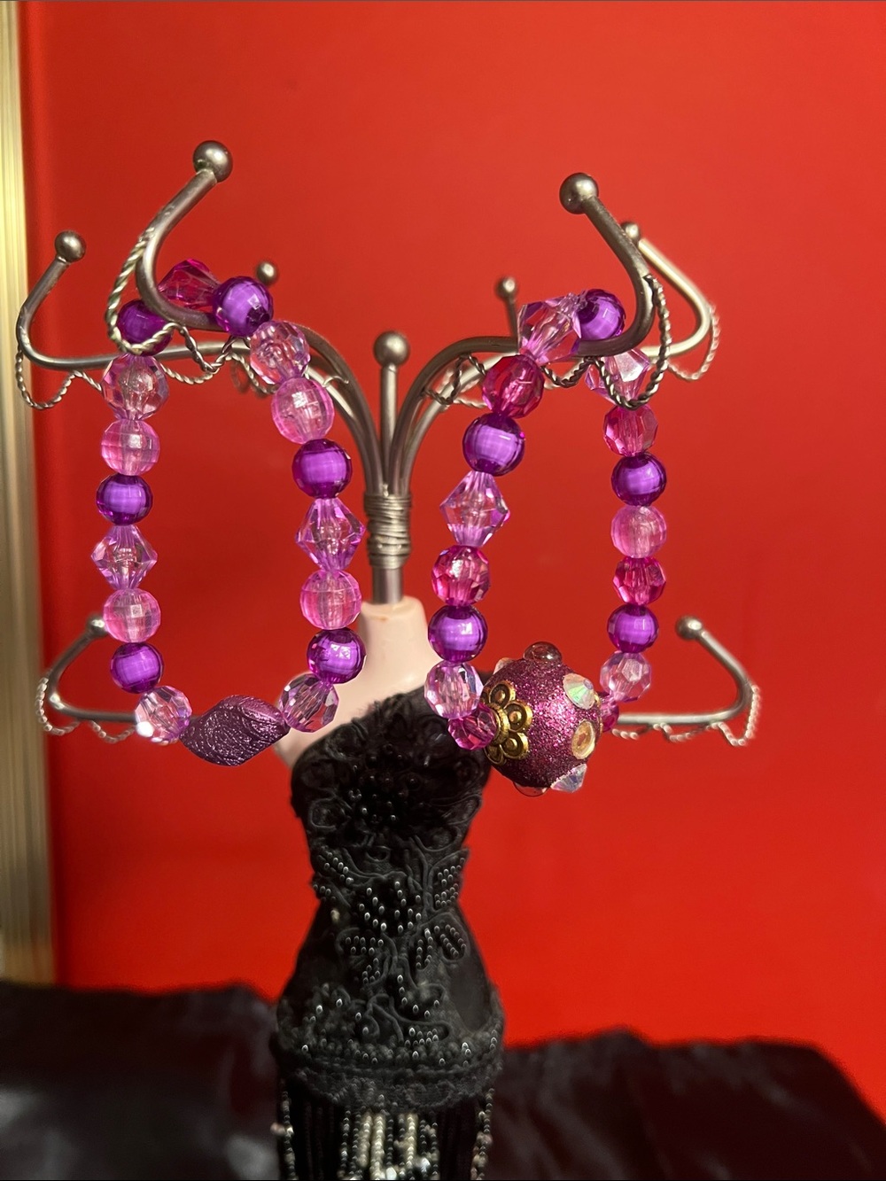 Purple Beaded Bracelet - Women's home made - Picture 4 of 9
